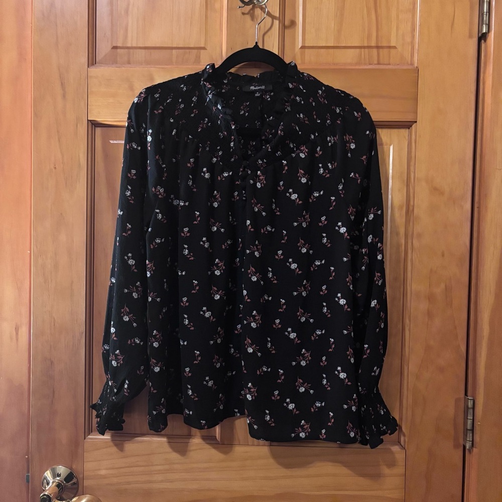 Madewell Black Floral Blouse